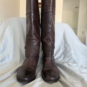 Brown Leather Knee-High Boots